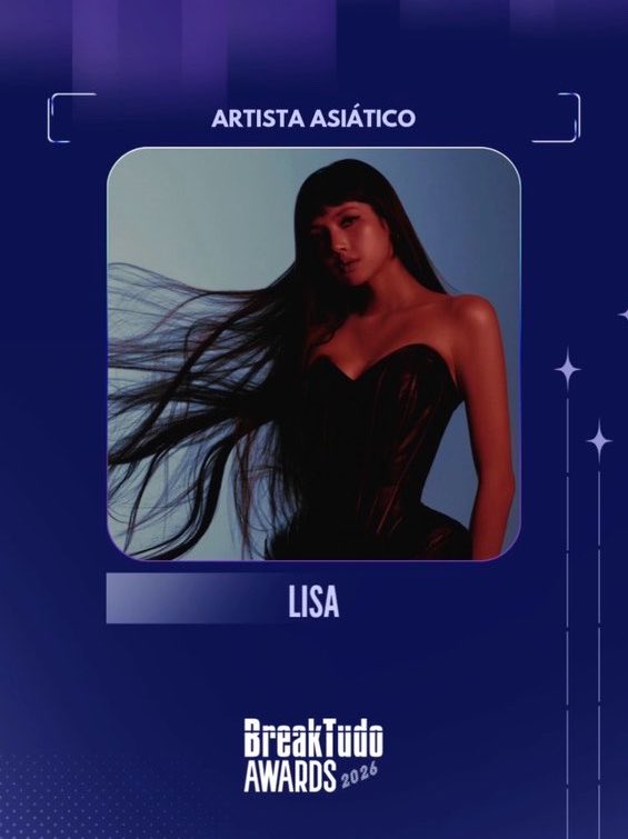 LISANATIONS_'s tweet photo. 🇧🇷 #LISA has been nominated for Asian Artist of the Year and Clip of The Year (DREAM) at the 2026 BreakTudo Awards!

🗳️ Voting is unlimited and runs from September 17 to October 17.

🔗 Vote for LISA: https://t.co/aHvGcUGmrP https://t.co/7rwElgcVZy