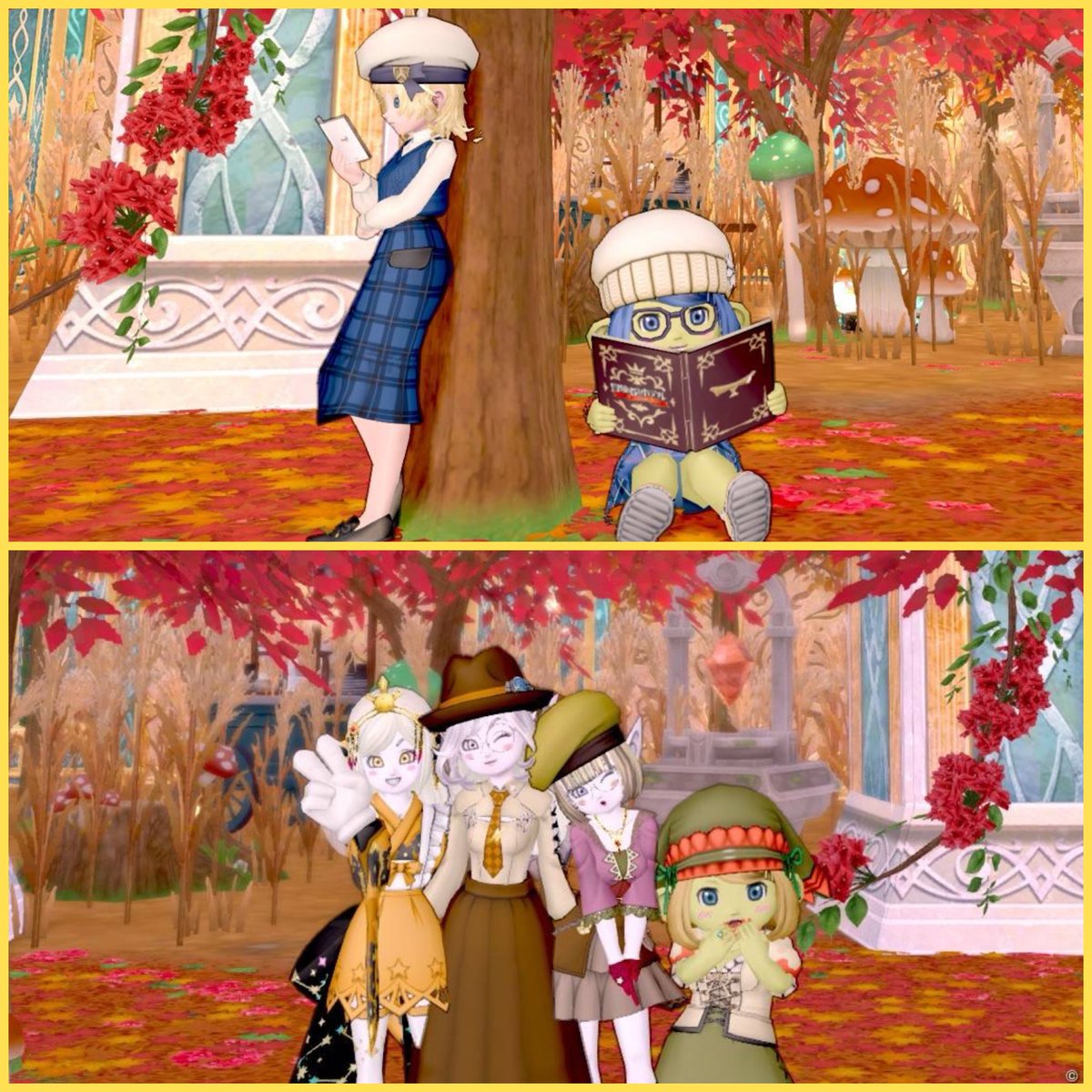eruru_dq10's tweet photo. 秋の訪れを感じさせるパシャスポット作りました🍁
早速、沢山の友達が遊びに来てくれて嬉しい😊😊
秋ドレアの緑、茶色系の落ち着いた色に紅葉の赤がマッチしてるねえ🧐

ぜひ遊びに来てね〜✨ https://t.co/fYFnAzEaqV