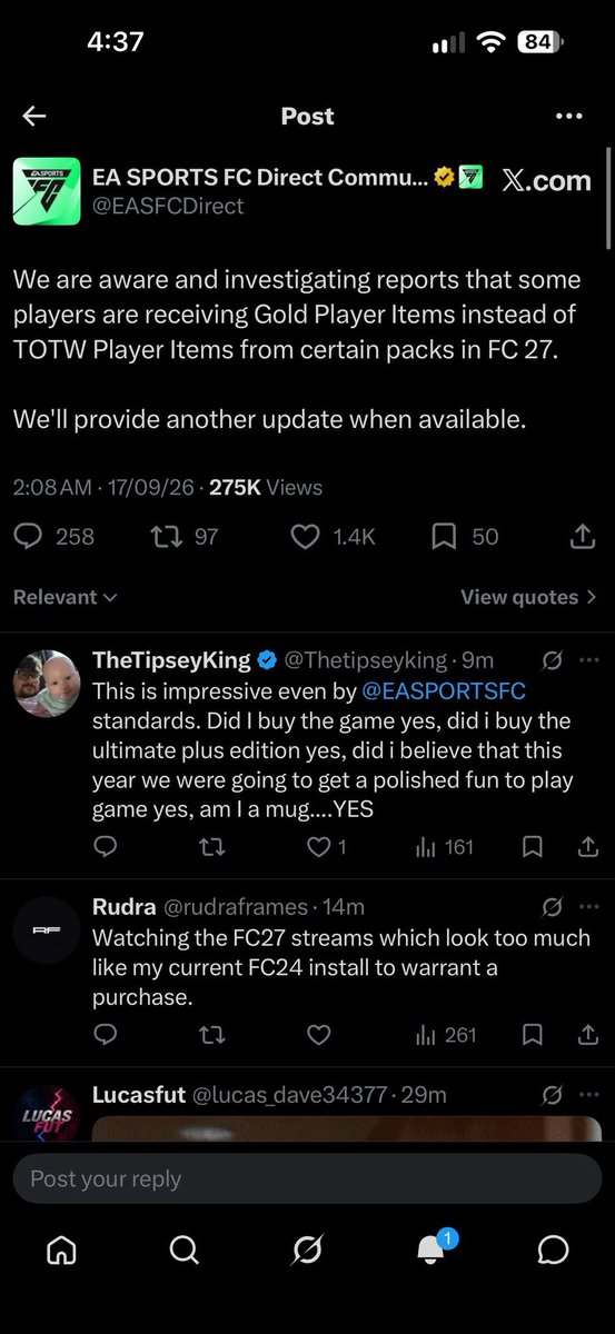 Reywho01's tweet photo. @fut_speculator @EASFCDirect Are you sure Already making mistakes before the game is out 🤣🤣 https://t.co/0IAjtzchlo