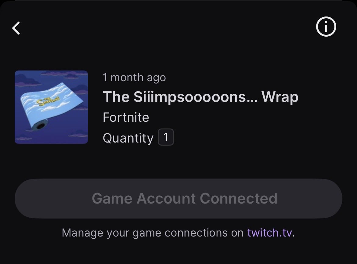ChronoStagsGame's tweet photo. A Simpson wrap drop you could’ve earned by watching on twitch. 

https://t.co/41HiWTjlja https://t.co/w2whZUC9rX