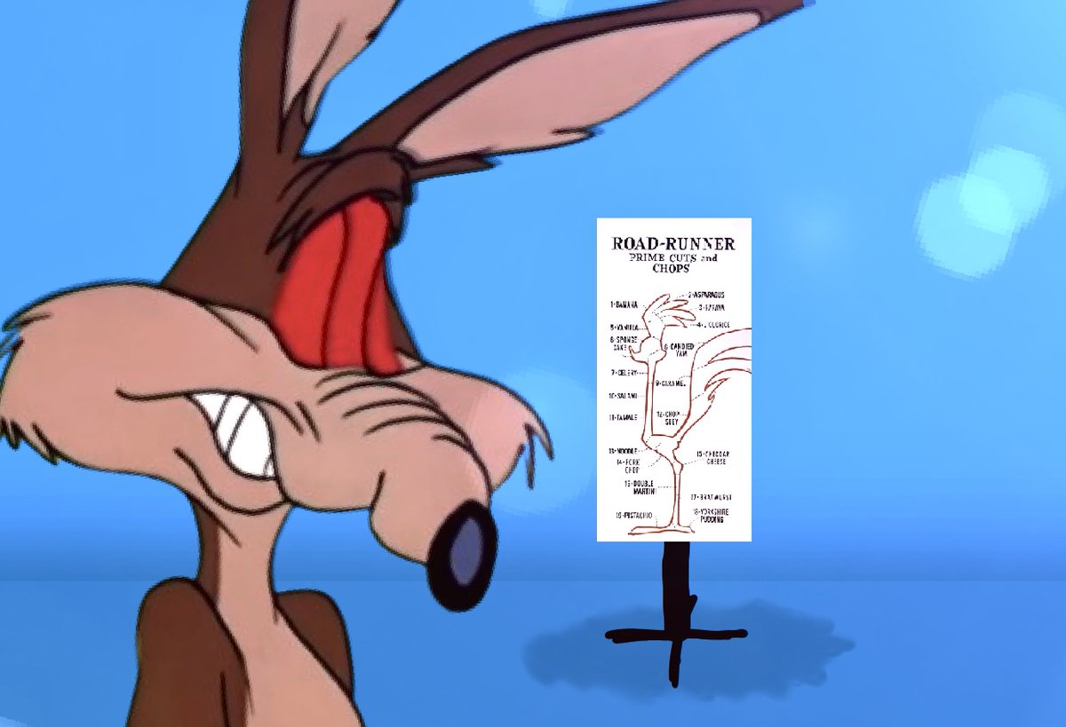 SUPER_GEN1US's tweet photo. Ah.

how do you do, I am Wile E. Coyote: SUPER GENIUS..

I’ve decided to (once again) educate you all on WHY I chase 'The Roadrunner' since ahem..appearance wise they’re stringy..WEAK..LOW INTELLECT AN- ah..ahem..Im off topic.. https://t.co/av020EAud8