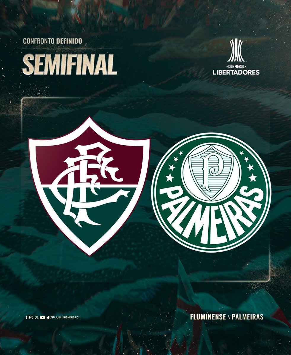 FluminenseFC's tweet photo. O Fluminense Football Club vai enfrentar o Palmeiras nas semifinais da CONMEBOL Libertadores. 

A primeira partida vai ser no Maracanã e a volta será fora de casa. 

Em breve, informações de ingresso. Seja sócio e garanta seu lugar >> https://t.co/JasPM9pCBs https://t.co/naeDY6XKcB