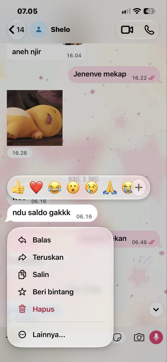 ciloqinak's tweet photo. IOS 27 fitur lain oke lah, TAPI INI BISA GA SIH FITUR BLUR BELAKANG CHAT DI WA TETEP ADA😭balikin gakkk blur nya😭🫵🫵 https://t.co/7Ab0Ihn4qx
