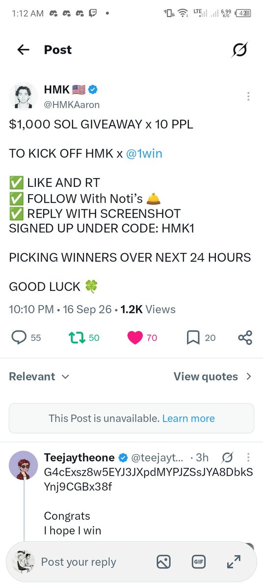 trench2xgy's tweet photo. @HMKAaron @1win Steady follower since day 1

Signed up under your code @HMKAaron https://t.co/RoEndfOY9v