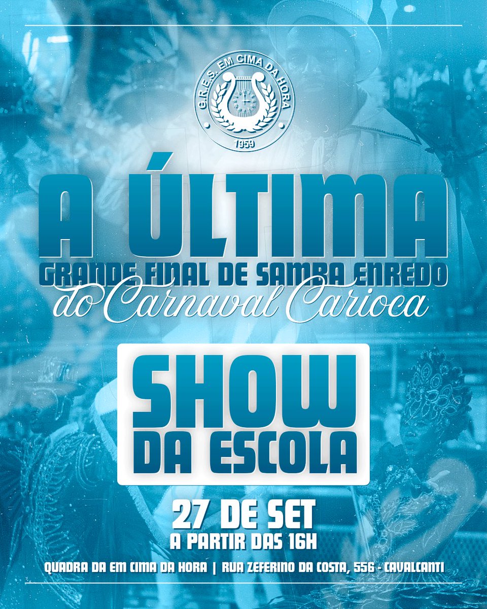 gresecdh's tweet photo. Dia 27 tem a minha grande final! Cavalcanti recebe a última grande final de samba enredo do Carnaval Carioca, a partir das 16h, com Show da Escola. Vamos juntos coroar essa linda safra para o Carnaval 2027! Te espero na minha quadra! https://t.co/SKxP5d9trw