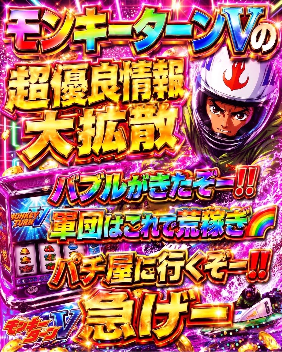 sara45458181's tweet photo. 【専業はこれで荒稼ぎ】
⚠️リセ狩りは必ずしましょう⚠️

🌈モンキーターン　リセット狙い　天国狙いまとめ🌈

🌈まずはリセット狙いから🌈

①リセット後1周期まで打つ。
②モードB示唆もライバルモード示唆も無ければ1周期後実ゲーム数が140G以下ならヤメ。
③AT終了後サブ液晶ヘルメットロゴキラキラvは天国まで打つ。
④4周期当選し、AT終了後に差枚0〜マイナス500枚かつ、ロゴ無しは1周期まで打つ。
⑤AT終了後1G目に強チェリー、強チャンス目はAT当選までフォロー。
⑥AT終了後ライバルモード榎木は1周期フォロー
⑦AT終了後ライバルモード青島、波多野はAT当選まで打つ。
⑧AT終了後1G目レア役＋ライバルモードはATまで打つ。
⑨即優出モードを確認してヤメ。

🌈つづいて天国狙い🌈
　🔥🔥天国狙い🔥🔥
　モンキーターンは前回のモードと差枚で天国に移行する確率が変わってくる。狙えるポイントは以下の３つだ。

🔥①前回モードA(約450G)で差枚0〜−500枚を1周期終了まで回す。(サブ液晶ロゴ無し)(リセットモードでも可)
0G〜天国抜けまで

🔥②前回天国(約150G)で差枚＋500枚以上を1周期終了まで回す。(サブ液晶ロゴ無し)
0G〜天国抜けまで　

🔥③サブ液晶ロゴ無し50G(50pt)〜1周期終了まで回す。
(10G、50ptだと激走チャージ天井の関係で機械割が少し下がる。)

🔥④天井駆け抜け後ロゴ無しを0G〜1周期終了まで回す。

🔥⑤天国ループ狙い
天国ループ時は基本的にAT性能が悪く駆け抜けが多い。3回以上連続で天国駆け抜けしている台を2連以上するまで天国をフォローする。2連以上後は即やめ(ロゴあり、ロゴ無し関係無し)

🔥🔥🌈朝2が1番拾いやすい。差枚が分かりやすい。天井当選かつATショボ連だと①の条件になりやすい🌈🔥🔥
天国狙いの際にモードB以上確定したらATまで打つ。

🌈最後にゾーン狙い🌈
　モンキーターンの2周期目の期待度は約40%ある。実践ではモードB濃厚の時はATまでフォローされるのでもう少し下がりますが、それでも高い当選率を誇っている。

　この2周期目のゾーン狙いは低投資なのでかなり勝ちやすく安定する打ち方になっている。

その打ち方がこれだ。

🔥①2周期目の滞在ステージが平和島ステージ、もしくは足合わせステージか確認し、90pt以上あれば打つ。
(優出モード終了時は50%で高確率に移行)
(高確時は激走チャージ、超抜チャレンジ当選率が格段にUP)(111ptもフォローできる)
🔥②高確抜け時に180pt以下ならヤメ。
(ピット周辺、ペラ小屋ステージに転落)
🔥③222pt到達時に液晶ptが紫枠、赤枠、緑枠で囲まれたら優出モードフォロー。
🔥④青枠で囲まれたら変則押しをする。
(変則押しの次のGで順押しをし、また青枠で囲まれたら優出モードをフォロー、青枠が出てこなかったら即やめ)

この狙い方をすることで高確率を打てるG数が増え、激走チャージや超抜チャレンジの突入率が格段に上がる。少ない投資で当選率の高い箇所を狙い撃ちできるのかなり有効。

🌈まとめ🌈
①AT終了後差枚1400〜1599枚でサブ液晶がロゴあり以外ならAT当選まで打つ。

②リセット台を1周期まで打って、モードB濃厚演出無し、ライバルモード無し、EXアイテム無し、1G目にレア役以外ならヤメ。(141G以上ならATまで打つ)

③AT終了後は差枚、前回モード、ライバルモード、1G目のレア役、即優出モードをしっかり確認してヤメる。

今回の記事は以上になります。