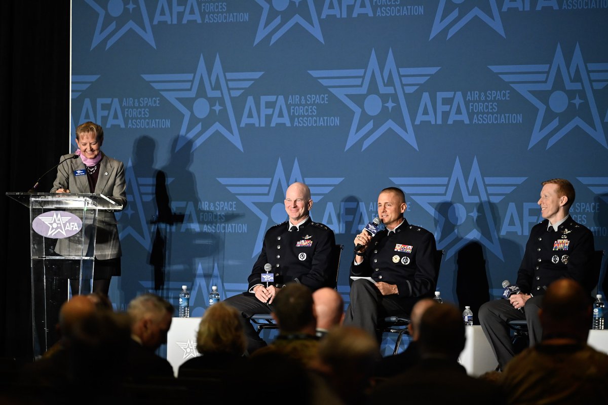 PACAF's tweet photo. 🎤 🚀Air, Space &amp; Cyber Conference 2026

Brig. Gen. Brian Denaro, @USSpaceForce  Pacific commander, highlighted how Space Force Guardians develop, employ and advance military spacepower for the Nation.

#AFA #AFA26 #SemperSupra #SpaceForce #Guardians

@AFA_Air_Space https://t.co/7mAEJ47Oou