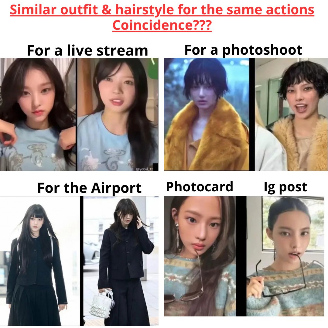 G_gntx's tweet photo. They'll always say it’s just a coincidence, pointing to 10 people from different groups wearing outfits that aren’t all that similar, where they happened to match on just a single thing, but nothing compares to these 2 groups, where the coincidences are endless. Aw! NewJeans...😩 https://t.co/MjWTfsWlYK