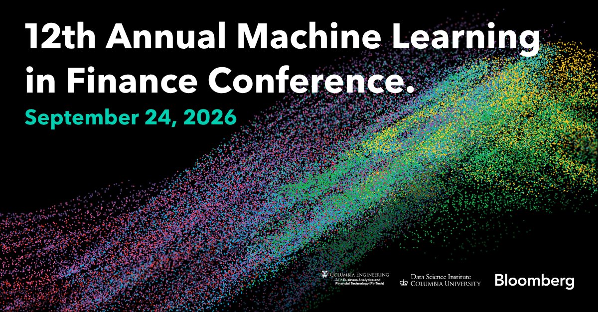TechAtBloomberg's tweet photo. ONE WEEK FROM TODAY!
Register now for next Thursday's 12th Annual Bloomberg-Columbia #MachineLearning in Finance Conference to gain insight into cutting-edge applications of #AI &amp; #ML in finance
https://t.co/o0hBp2v4U3
#AI #ML #QuantFinance #GenAI #MLinFinance https://t.co/H9k9Rn6aht