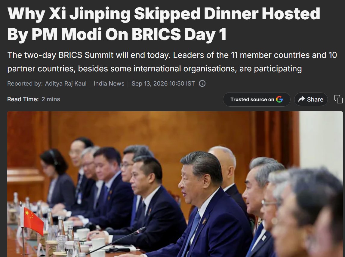 zhao_dashuai's tweet photo. South African President fell sick after BRICS summit in India, he attended the BRICS leader dinner and ate with Modi.

President Xi got intel from the MSS to avoid the food in india, which is why he skipped the leaders' dinner. https://t.co/6EQT8XAhLG