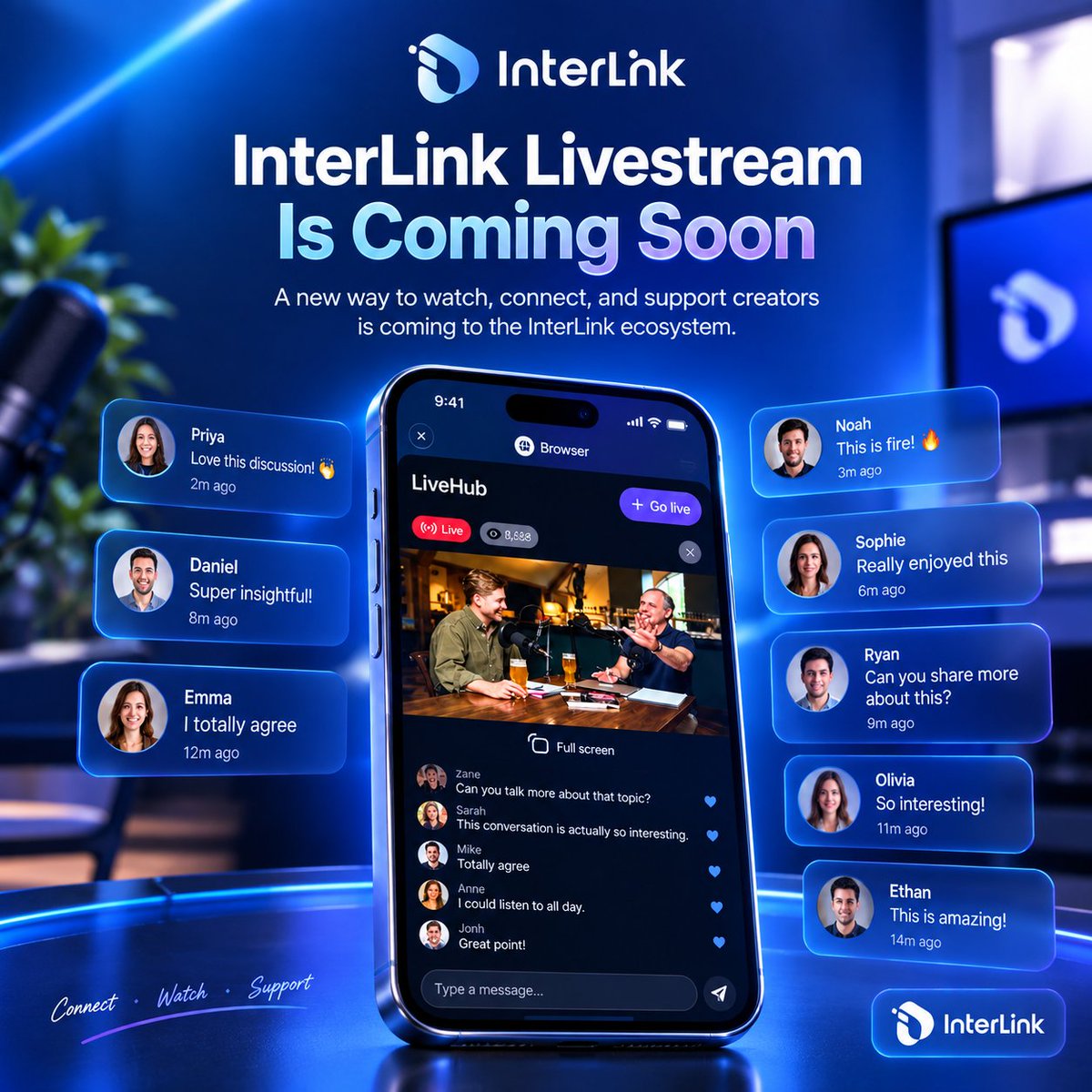 Nikel124's tweet photo. 🚀 InterLink Livestream is Coming Soon!
A new way to watch, connect, and support creators is coming to the InterLink ecosystem. 🎥💜
Are you ready for the next level of community interaction?
#InterLink #ITL #ITLG #InterLinkLivestream #WeAreTheFirst10M https://t.co/di8blRZbNq