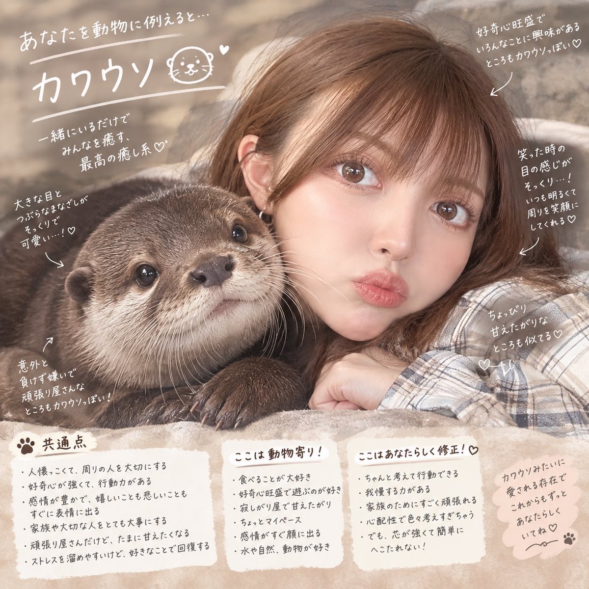 Haru_body's tweet photo. 私を動物に例えてってやつしたら
旦那が飼いたいなぁっていうくらい
大好きなカワウソだった🤣🤣

これからも可愛がってもらおか🙂‍↕️ https://t.co/EgUhEGbZAA