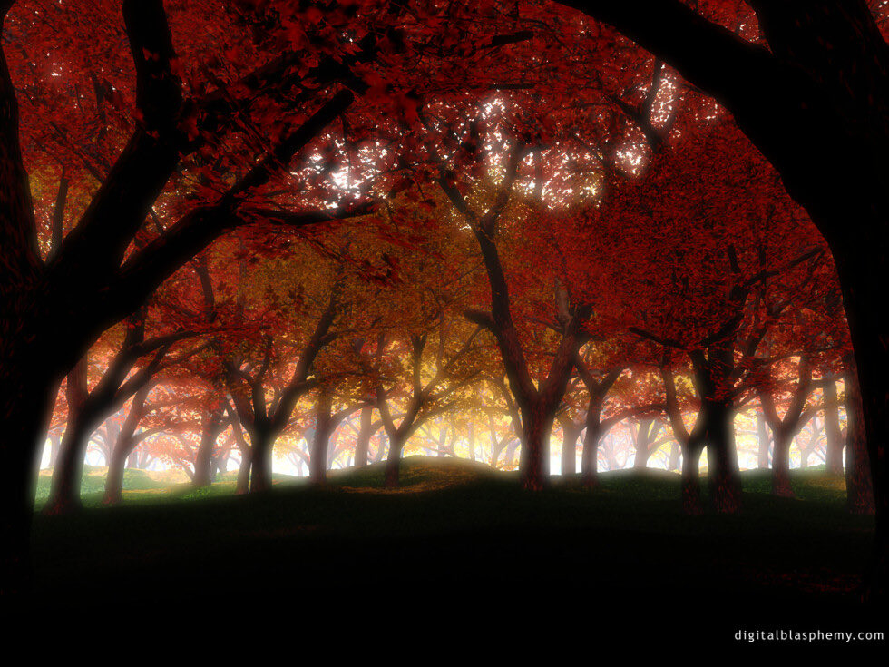 dblasphemy's tweet photo. Some of my first Autumn renders.  Created between 1999-2001. https://t.co/l3dJnVrlF6