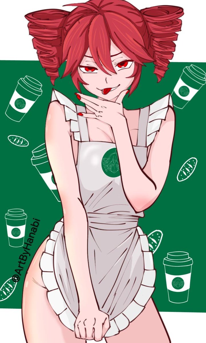 ArtByHanabi's tweet photo. Buenas, preciosos y preciosas :3✨ 
A ustedes les gusta Teto? A mi me encanta ❤️ 
Les hice un dibujo de Teto con delantal de Tetosbucks (no hay presupuesto para el logo de Starbucks) 
#UTAU #girl #Vocaloid https://t.co/r9phrerEwV