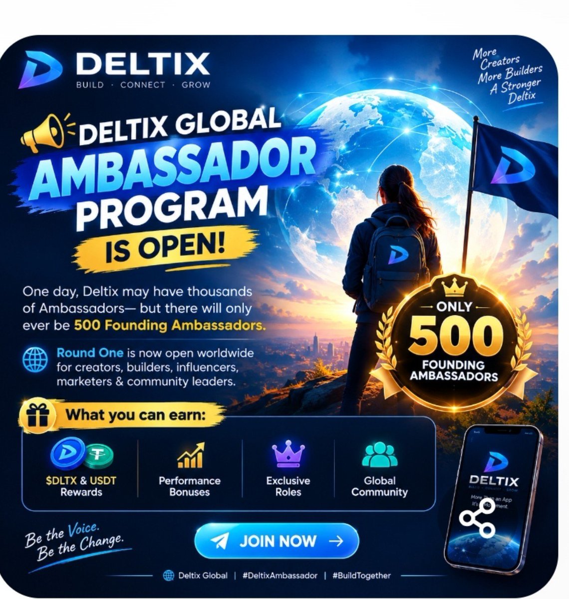rani_deepi43073's tweet photo. 🚀 Step into the future with Deltix Global Ambassador Program.

🌍 Become one of the 500 Founding Ambassadors shaping a global movement.

💎 Unlock exciting $DLTX &amp; USDT rewards, bonuses, and exclusive roles. https://t.co/fuIWLXtRrR