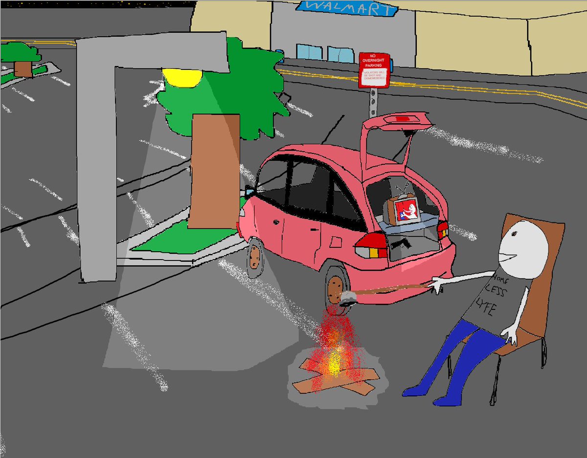 cooper200882's tweet photo. Sleeping in walmart parking lot fan art https://t.co/1nvDFFuebb
