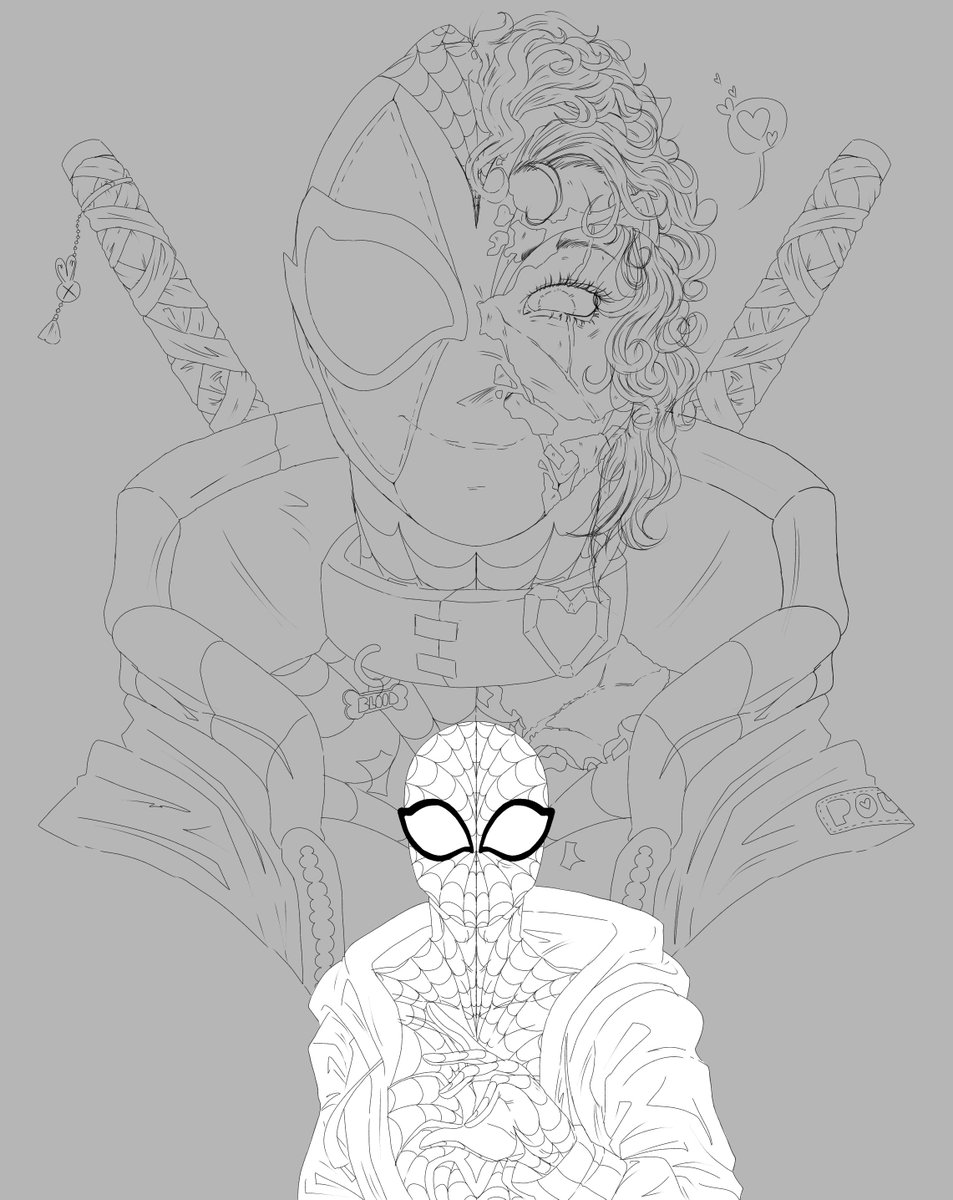 BLOOD_LOVERRS's tweet photo. I've been drawing again #Spiderman #Deadpool https://t.co/9KPVu3NCIF