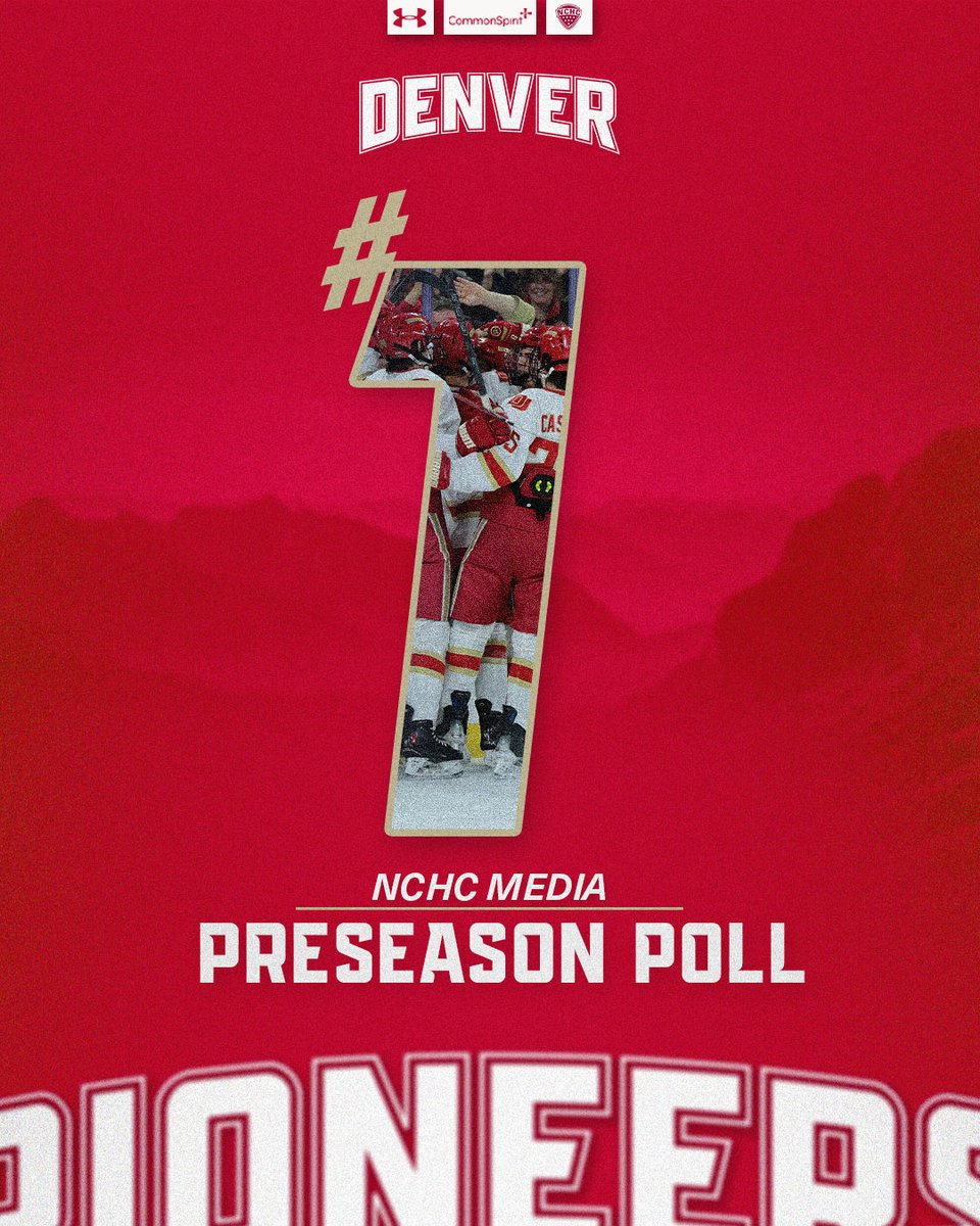 DU_Hockey's tweet photo. Denver has been voted first in @theNCHC preseason poll in 4 of the last 5 years.

Details: https://t.co/0wku15N6ry

#GoPios #TheStandard https://t.co/tQY4UpJPpf