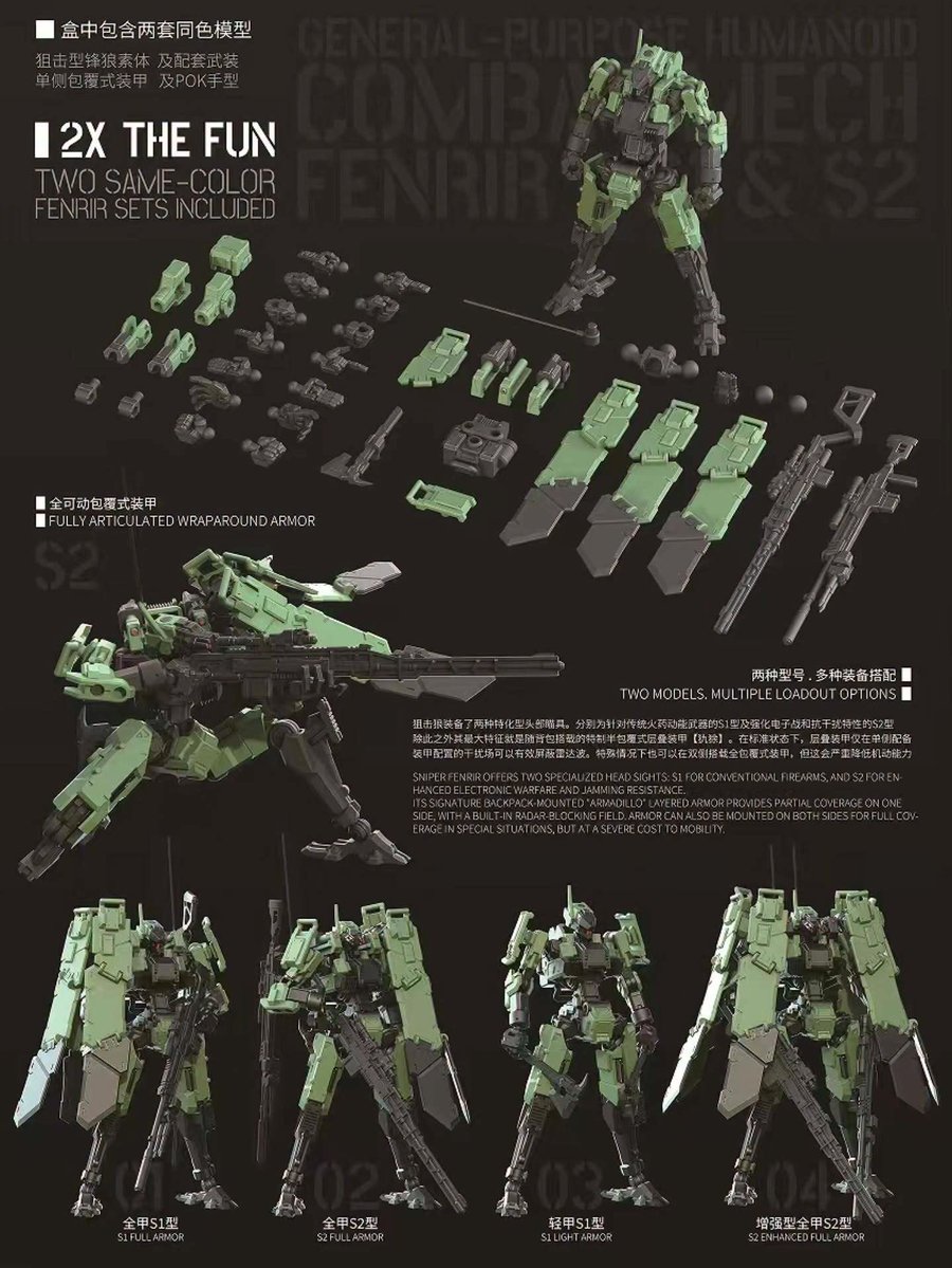 JosephH32149678's tweet photo. Sheik Mainland reveals new
1/18 Fenrir-S2 Sniper Type in
Multiple colors
Green
Black 
Grey 
Yellow
Blue
White https://t.co/DuILpNoVQl