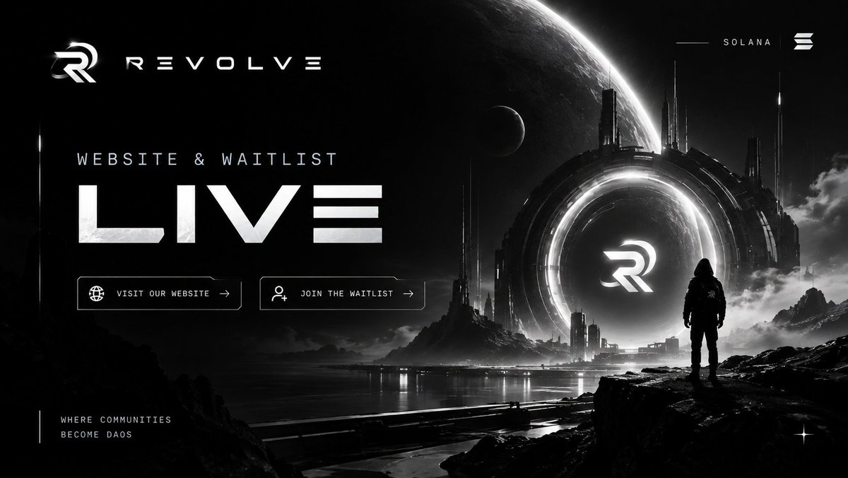 Revolve_Dao's tweet photo. REVOLVE is live.

The website is now open, and the REVOLVE DAO Whitelist is officially live.

Join the Whitelist and secure your place ahead of the DAO App launch.

Selected early participants will receive early access, with some getting free access to the DAO ecosystem including the opportunity to create and join DAOs as REVOLVE opens its on-chain infrastructure.

The DAO App is where everything begins:

Create DAOs.
Join DAOs.
Earn RP.
Participate.
Build on-chain.

For now, get on the list.

Join the whitelist.
Stand by for REVOLVE DAO.

[ https://t.co/gnH6JjkGz6 ]