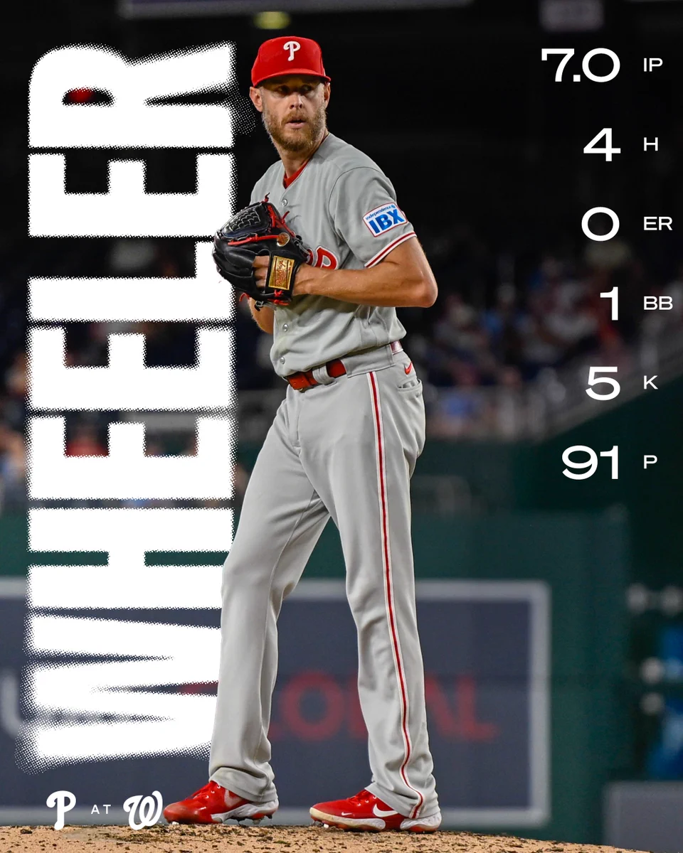 Pitching line for Zack Wheeler

7.0 IP, 4 H, 0 ER, 1 BB, 91 P