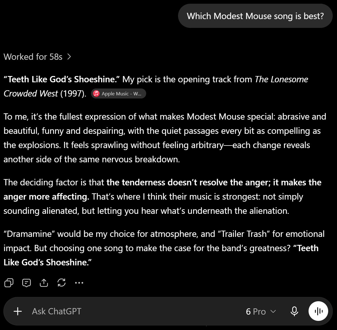 jonathanfly's tweet photo. @jessesingal Maybe preferable to just searching reviews and reddit for opinions. Though I suppose the question is ambiguous whether it's asking for a personal opinion or an attempt at an objective/public judgement. https://t.co/KnougJFcvn