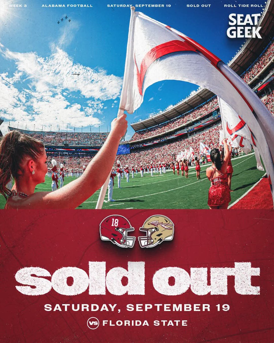 jerrysandersRTR's tweet photo. FSU is getting killed this Saturday... No mercy 🐘🅰️ https://t.co/IhS0mH8MBC
