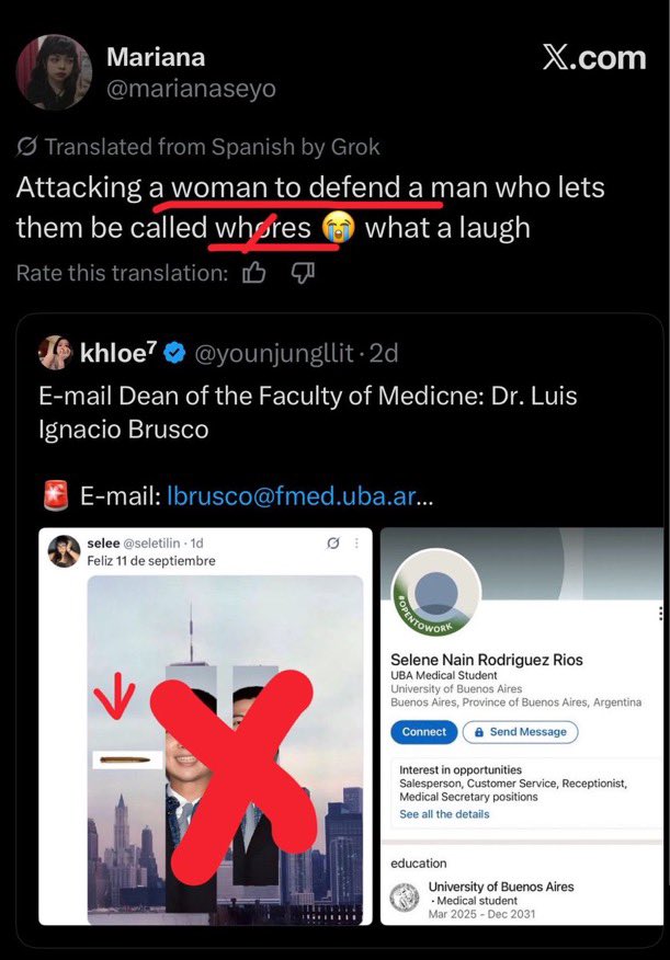younjungllit's tweet photo. hey guys, i’ve shared a beautiful story about my friend m*riana who made the post below - please go check it out! 🥹🩷

she defended a 9/11 joke against joon while studying &amp; working in international relations 😣 https://t.co/d8EJT4Goz0