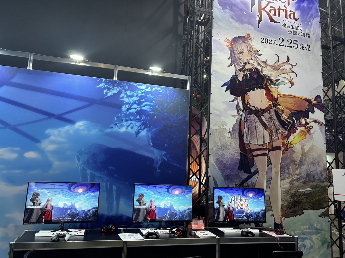 GustAtelierPR's tweet photo. ＼世界初試遊！🎮✨／

『#カリアのアトリエ ～夜の王国と追憶の道標～』が #TGS2026 で世界初の試遊出展！

謎に包まれたアラディスの地下世界を舞台に、
🔹アイテムを投げて道を切り開く探索
🔹「スタイルチェンジ」「つまみ食い」
🔹パリィとコマンドで進化したバトル
🔹一新された「調合」

など、本作ならではのゲームプレイをいち早く体験できます！

さらに、試遊いただいた方には
🎁「カリアの雨宿り」ASMR DLコード付きカード（ホログラムVer.）をプレゼント！

TGS2026にお越しの際は、ぜひコーエーテクモブースで『カリアのアトリエ』を体験してください✨
🔗 https://t.co/KB2RIPvZ1k

#TGS2026 #カリア