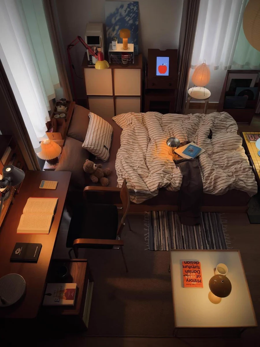 Interior Only on X: "Cozy modern bedroom with warm ambient lighting ...