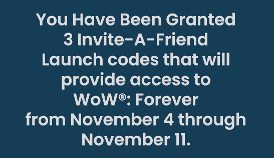 ChronoKyle's tweet photo. Anyone want to check out World of Warcraft: Forever when it launches on November 4th? I have 3 codes for a free week! Perfect to try and see if it's a game for you!
#wow #worldofwarcraft #wowforever https://t.co/Qz6sHMGo4X
