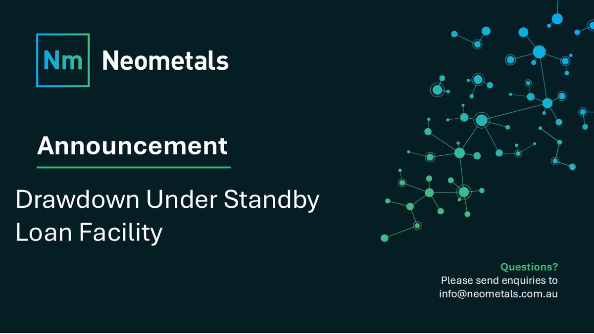 neometalsltd's tweet photo. $NMT Neometals has drawn A$2.0M under its loan facility, supporting working capital and near-term activities. NMT now has ~A$2.7M cash plus A$0.5M current trade receivables. A$5M remains payable by Omaha Value Inc. $NMT 
https://t.co/XJxbJB457I https://t.co/avWLcU2V7l