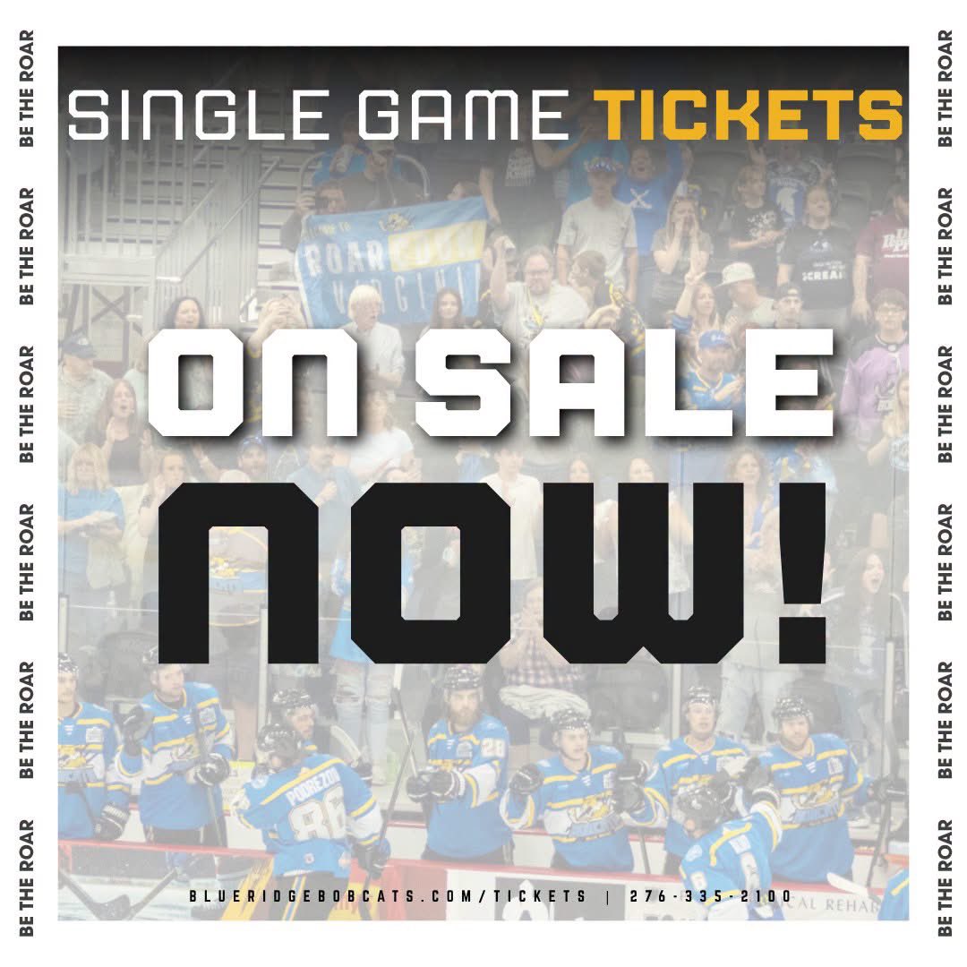 BRBobcatsHKY's tweet photo. π¨ SINGLE GAME TICKETS ARE NOW LIVE! π¨
Head to https://t.co/G3em2OeK6T and secure your seats! BE THE ROAR FOR YEAR FOUR! #DigIn #FearTheClaw #HitachiEnergyArena #HereWeRoar #WeAreRoarCounty https://t.co/AdcshSj4UB