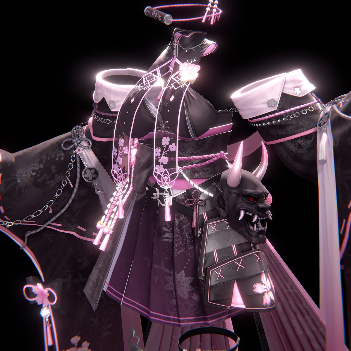 miragebyeden's tweet photo. 🖤【MIRAGE｜新作制作中】🌸
桜を纏う、鬼狩りの装束。

漆黒の鬼面に、艶やかな袖。
桜模様と、細部まで作り込んだ装飾を重ねて。

桜が舞う夜、鬼を狩る👹🌸

これから、その細部まで
少しずつお見せしていきます…✨ https://t.co/vRozsOebOv