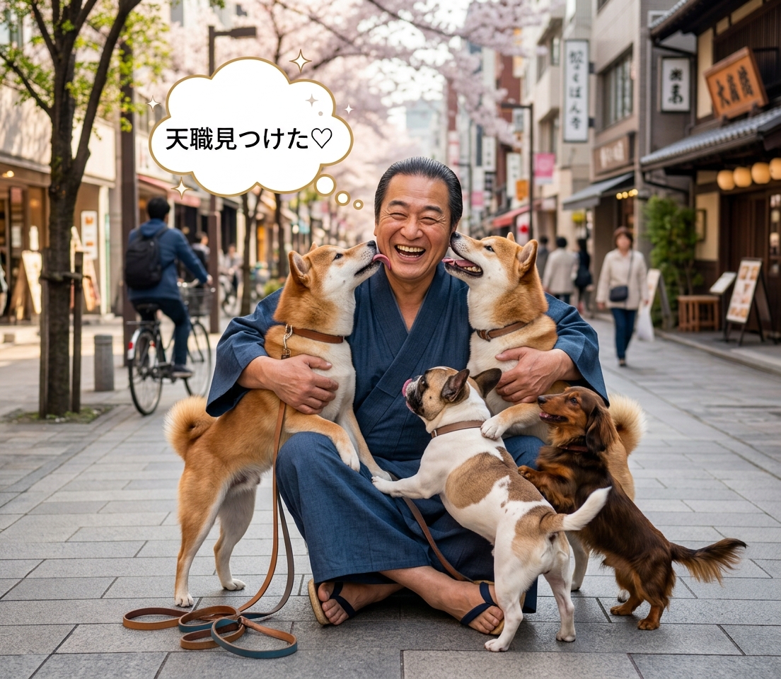 timeleap_take's tweet photo. 犬の散歩のバイトを楽しむ徳川綱吉
「天職見つけた♡」

#現代に迷い込んだ偉人 #徳川綱吉 #犬 #生類憐みの令 #aiart https://t.co/0A49qYM2A5