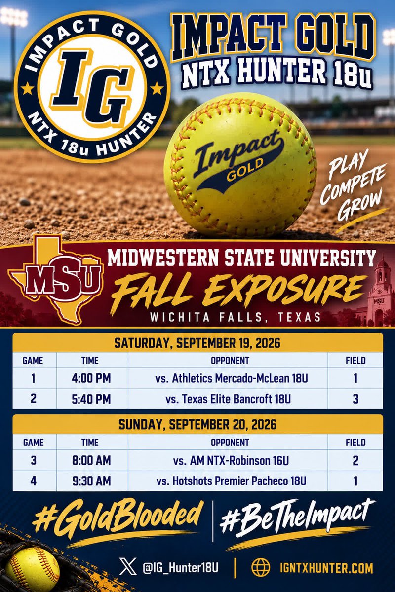 Angel_davis12sb's tweet photo. Trilled to be back out this weekend in Wichita Falls, Can’t wait to compete with my girls!!
-Catch us at 4pm on field 1  
 #betheimpact #Uncommited2028 @MSUTexasSB @TWUSoftball @CoyotesDen https://t.co/p6n086YNLZ