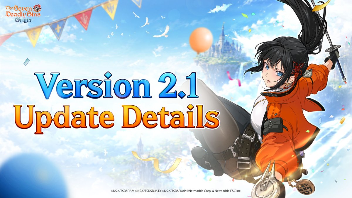 7DSO_EN's tweet photo. 🌠 Version 2.1 Update Details

Check out the details of the Version 2.1 update below.

✦ Khala Pick Up – Ravens's Thief of Honor
✦ Exclusive Skin - A Belief Called Honor
✦ Selective Pick Up - Stargazer Invitation
✦ Event Story - Vanya Village Ale Festival
✦ Raid Missions - Conqueror’s Path
✦ ‘Ranking Season - To the Top: Ranking Season 5’ Open
✦ New Raid ‘Ferzen Mines’
✦ Knighthood Headquarters & Decorating Added
✦ ‘Hawk Pass’ Season V Open
✦ Content & System Improvements

▶ https://t.co/WFSYj77PUy

#TheSevenDeadlySinsOrigin #7DS #Origin #7DSOrigin