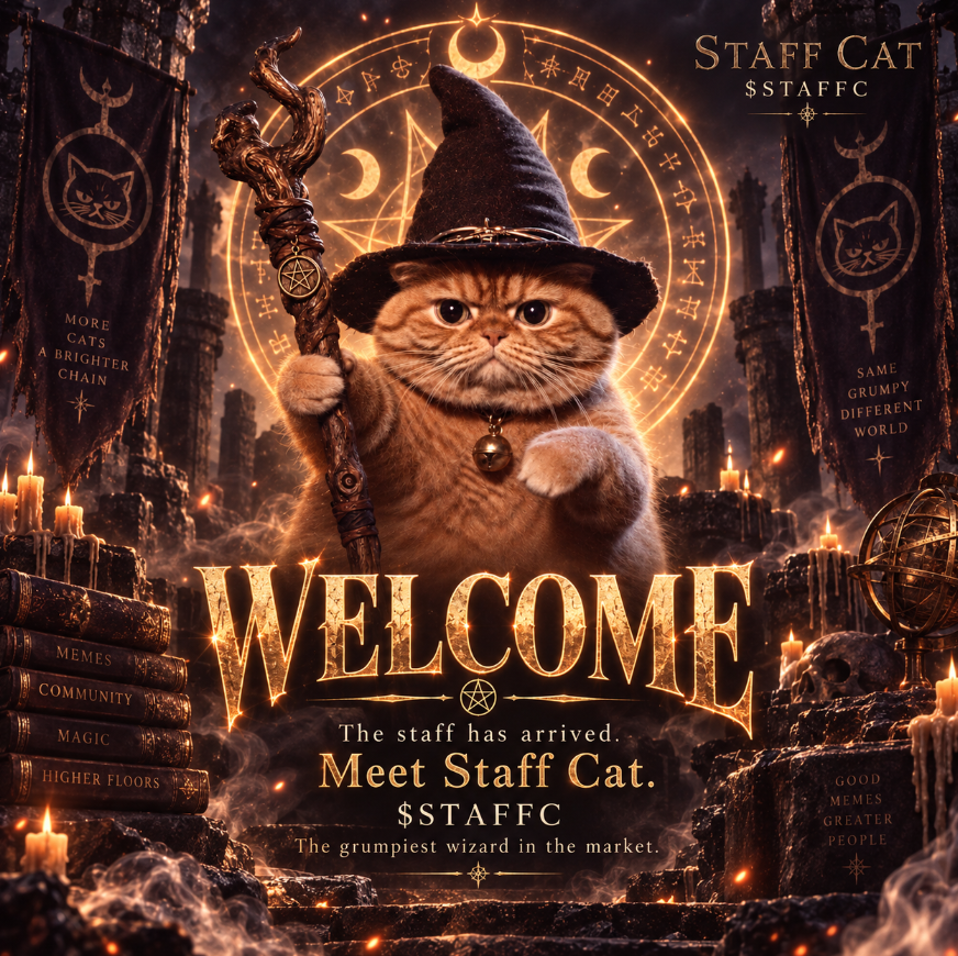 StaffCatsol's tweet photo. The staff has arrived.

Meet Staff Cat.
The grumpiest wizard in the market.
$STAFFC

Raise the staff. Watch the chart.

#STAFFC #SOL #PumpFun https://t.co/CbgumPEEtM