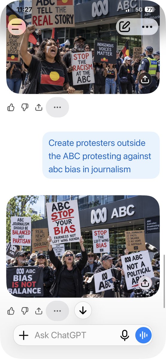 JellyBeam009's tweet photo. @ChatGPT is biased and racist. Receipts below. And they don’t like continuing the conversation. https://t.co/WrE1uSvNMZ