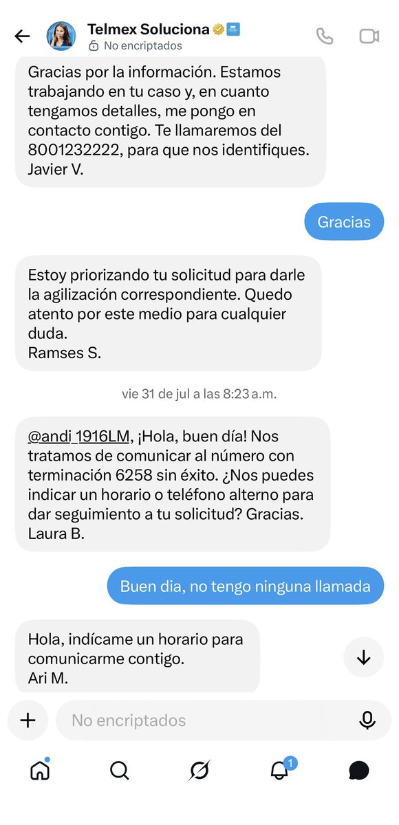 andi_1916LM's tweet photo. @danhzpda @TELMEXSoluciona @Profeco Yo batalle mucho, me contactaron y no solucionaron nada, pésimo servicio. Sal de ahí. La conversación creció más y más y nada. https://t.co/2oarbf6u7o