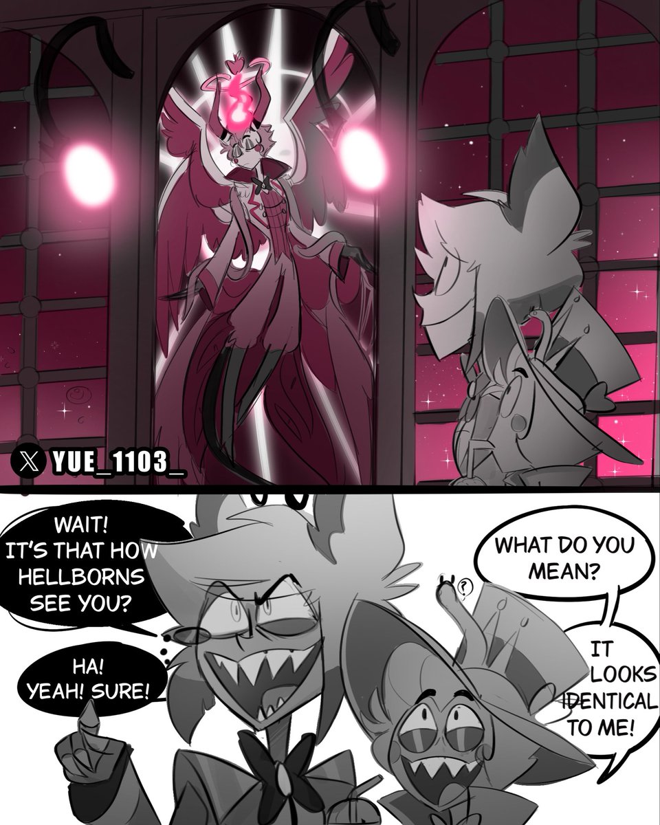 Yue_1103_'s tweet photo. 📻: sure…

#alastor #lucifer #hazbinhotel #helluvaboss season 3 https://t.co/vezHHcPY3W