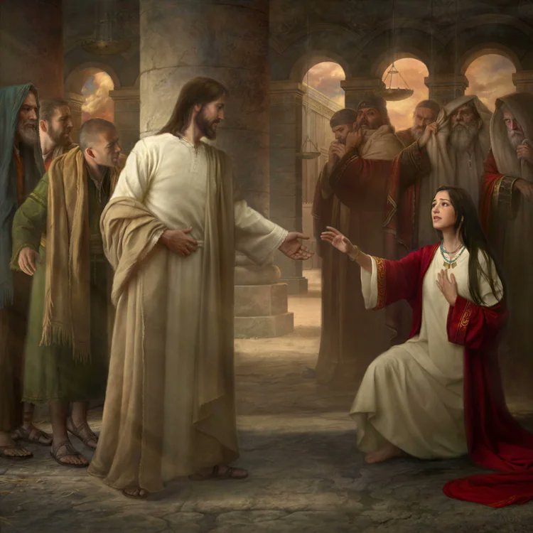 MichaelStanger1's tweet photo. Isaiah begins his book with a terrible diagnosis. Israel has rebelled against the Lord. “My people doth not consider” (Isaiah 1:3). Their wounds are described as being everywhere, “from the sole of the foot even unto the head” (v. 6). Even their religious worship has become empty. They offer sacrifices, keep their feasts, and spread forth their hands in prayer, but their “hands are full of blood” (vv. 11–15).

And then, in the middle of this indictment, comes one of the most beautiful invitations in scripture: “Come now, and let us reason together, saith the Lord: though your sins be as scarlet, they shall be as white as snow” (Isaiah 1:18).

The word reason is interesting. The Lord doesn't simply announce a verdict and walk away. He invites us to sit down with Him and listen. Part of what Christ must reason with us about is something we find surprisingly difficult to believe: that He has actually forgiven us and declared us free from sin.

Sinners can be strangely incredulous about forgiveness. We can believe that Christ forgives other people, while quietly assuming that our own sins are different. Too serious. Too repeated. Too embarrassing. We may continue carrying guilt long after the Savior has invited us to lay it down.

So the Lord says, in effect, Come. Let us reason together. “Though your sins be as scarlet, they shall be as white as snow.” He doesn't say they will be less scarlet. He doesn't say they will be mostly white, just a bit dingy. He says white as snow.

Brother Chad H. Webb recently suggested that Isaiah 1 may function as a kind of introduction to the entire book. Isaiah begins by asking how a sinful and rebellious people can become clean, and the rest of Isaiah unfolds an answer to that question by pointing us toward the Savior. Chad H. Webb, “White as Snow,” Religious Educator 27, no. 1 (2026), 1–14.

There is an especially beautiful detail in Isaiah's imagery that is highlighted by Sister Sharon Eubank:

“The scarlet dye of the Old Testament was not only colorful but also colorfast, meaning that its vivid color stuck to the wool and would not fade no matter how many times it was washed.”

She then connects that apparently irreversible stain with Isaiah 1:18 and says: “the miracle of His grace is that when we repent of our sins, His scarlet blood returns us to purity. It isn’t logical, but it is nevertheless true.”

“In essence: Come, let us reason together. You made mistakes; all come short. Come unto me and repent. I will remember the sin no more. You can be whole again. I have a work for you to do. Christ makes wool white.”

Sharon Eubank, “Christ: The Light That Shines in Darkness,” Ensign/Liahona, May 2019, 75.

Isaiah is showing us something about the Atonement that we can easily forget. Christ doesn't merely help us manage our stains. He can make us clean.

Repentance is not punishment we perform to persuade Christ to forgive us. It is our turning toward the Savior so that He can do for us what we cannot do for ourselves. But sometimes the hardest part comes afterward: believing that He really did it.

We may confess the sin, forsake it, make restitution, and still feel that the stain remains. We look at ourselves and say, I know what I did. How could I possibly be clean?

And Christ says, “Let us reason together.” He asks us to trust His judgment of our condition more than our own judgment of ourselves. If He says that the repentant sinner is forgiven, then perhaps humility requires us to believe Him. But the miracle is not that we eventually convince ourselves that we are worthy. The miracle is that Christ has already made us worthy through His grace.

Isaiah's message is ultimately not about how filthy Israel is. It is about how powerful the Savior is. Our sins may be scarlet. His grace is greater. Our wounds may reach “from the sole of the foot even unto the head.” His Atonement is infinite. And when we struggle to believe that we can really be forgiven, the Savior does not merely tell us to stop feeling guilty. He invites us closer.

Part of Christ’s reasoning together with us is simply this: Believe Me. I have made you clean.

Thus, Isaiah begins his great book with a promise: there is no stain of sin that is beyond the cleansing power of Jesus Christ; and no repentant sinner needs to remain stained after Christ has declared him clean.

#ComeFollowMe
#SundaySchool
Art: Howard Lyon, Though Your Sins be as Scarlet