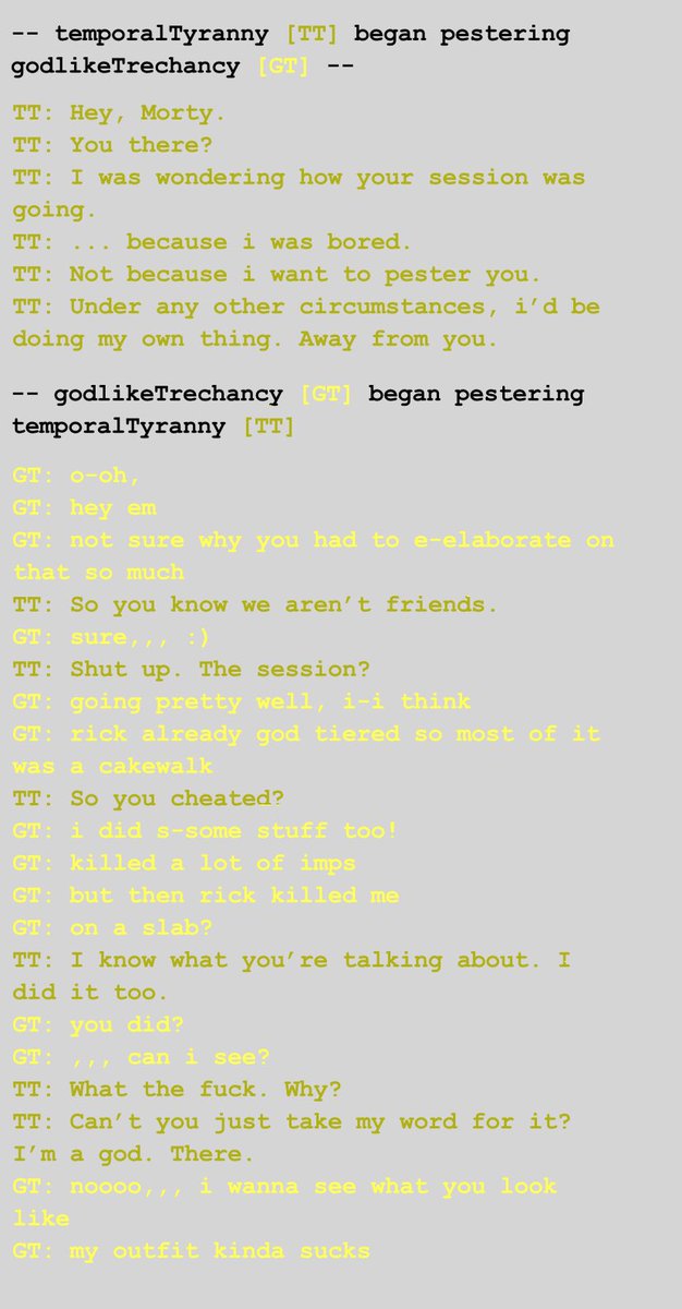 sociohackz's tweet photo. #RaMstuck i’m not good at writing pesterlogs Sorry (pesterchum users by my good friend arys) #rickandmorty #homestuck https://t.co/D4d4rouHJD