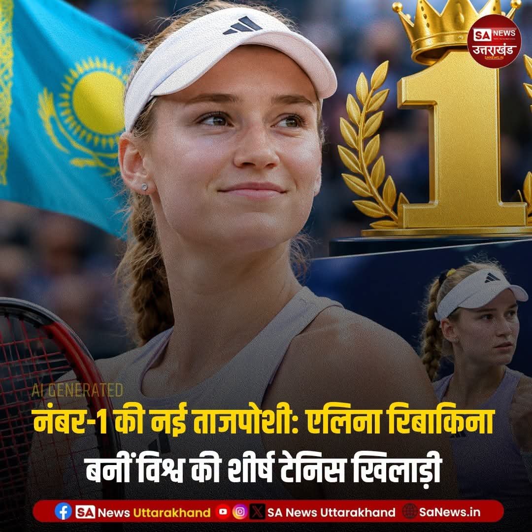 SANewsUK's tweet photo. कजाकिस्तान की टेनिस स्टार एलेना रिबाकिना ने यूएस ओपन 2026 का खिताब जीतकर WTA की नंबर-1 रैंकिंग हासिल कर ली। वह कजाकिस्तान की पहली महिला या पुरुष खिलाड़ी हैं जो विश्व नंबर-1 बनीं। 🎾🏆
#SaNewsUttarakhand #ElenaRybakina #USOpen2026 #WTA #WorldNumber1 #Tennis https://t.co/DhkXT9ifNB
