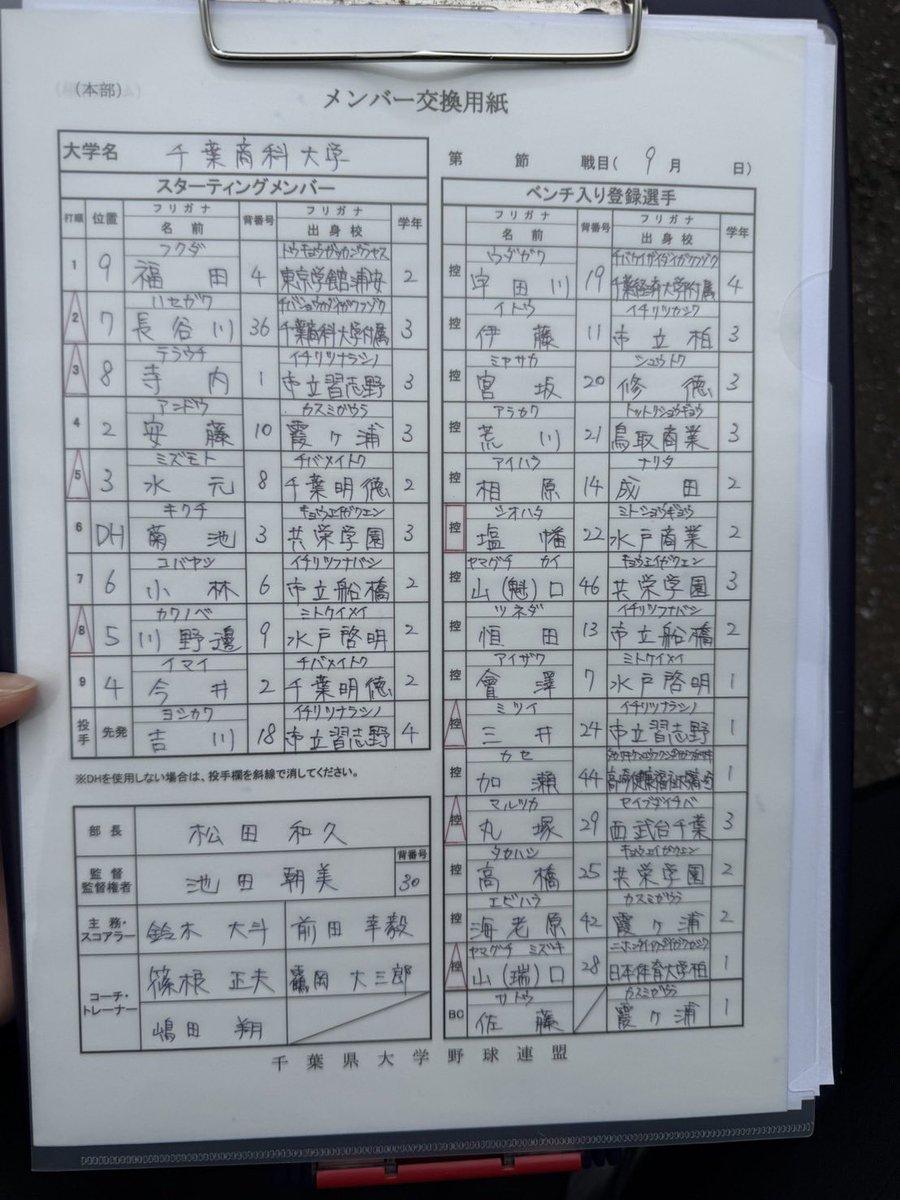 cuc_baseball's tweet photo. リーグ戦2節目3戦目
VS城西国際大学
本日のスタメンです！
応援よろしくお願い致します！ https://t.co/3GWWKUJoFT