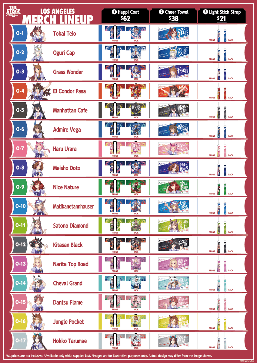umamusume_eng's tweet photo. Presenting the merch lineup we're bringing to Umamusume's 7th EVENT: THE STAGE in Los Angeles!

The concert memorabilia will also be available online via CyStore after the event—don't miss out on these spectacular items!

🔗: https://t.co/tkCaEyMhm7

#Umamusume #Umamusume7th https://t.co/mV4V34IjXH
