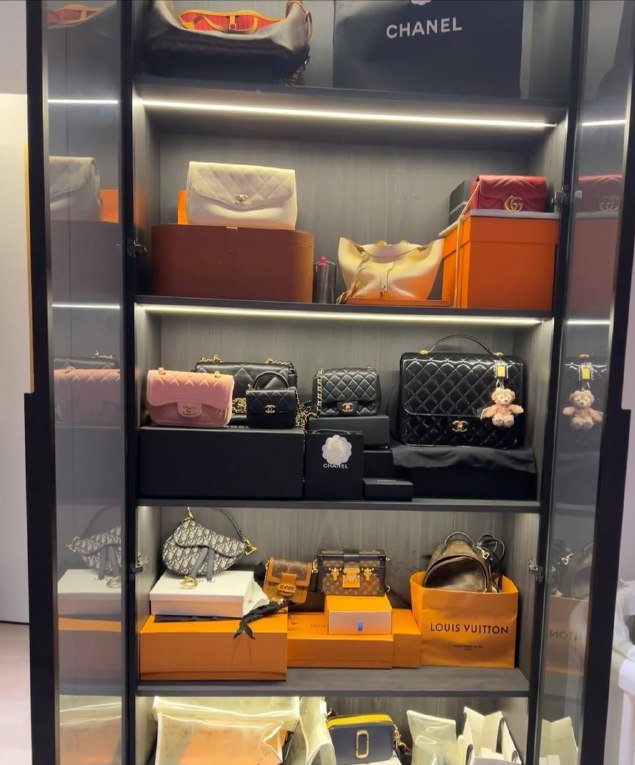 Bby0801's tweet photo. The bags I’ve bought over the years—the one I use most often is, of course, the Chanel. The ones I use the least are the Dior Saddle and the LV "Little Box," as neither can hold anything. https://t.co/HIQLesaxPD