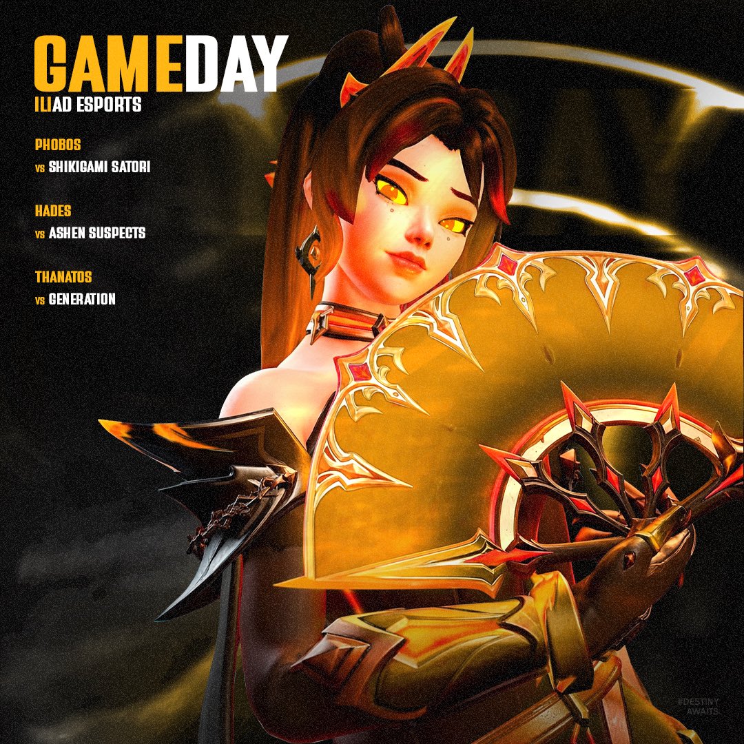 IliadEsports's tweet photo. ILIAD Gameday!  
FACEIT League Season 10

PHOBIOS (Expert) vs @ShikigamiGGs Satori
HADES (Expert) vs Ashen Suspects
THANATOS (Open) Vs Generation

Forged by our gods.
#FACEIT_OW | #DestinyAwaits |#ILIADESPORTS https://t.co/dWwL8C2LvI
