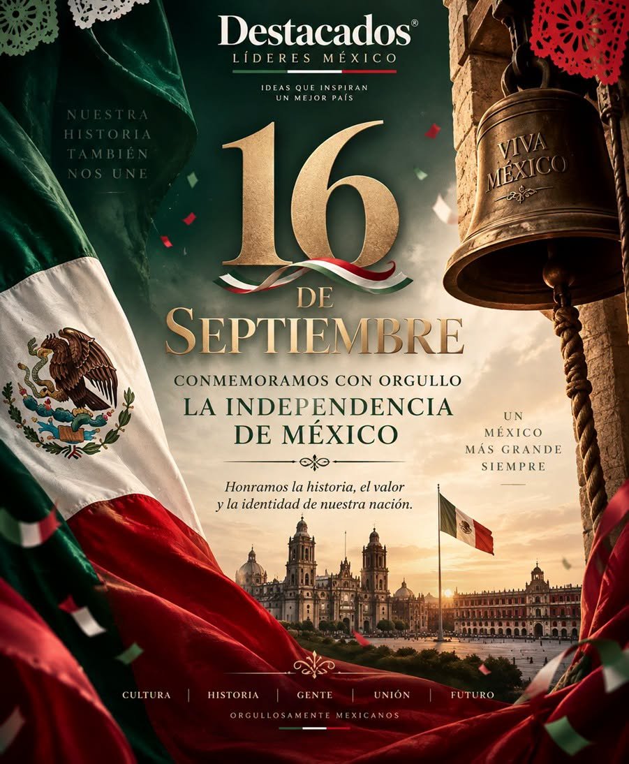 DestacadosLidMX's tweet photo. 📷 ¡Viva México!

Hoy reconocemos también a quienes, con su liderazgo, talento, trabajo y compromiso, continúan impulsando el desarrollo de nuestro país y llevando con orgullo el nombre de México más allá de nuestras fronteras.

#16DeSeptiembre #VivaMéxico #IndependenciaDeMéxico https://t.co/bSdhdFauPP
