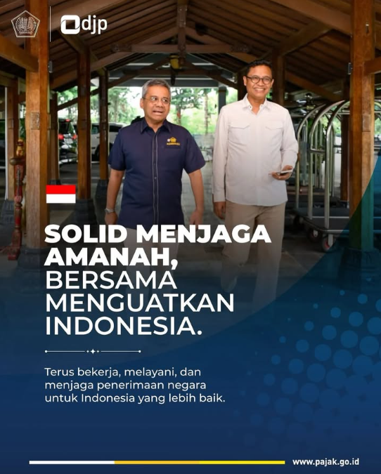 pajakbadsel's tweet photo. Sinergi yang kuat adalah fondasi utama bagi kemajuan negeri. 
Direktorat Jenderal Pajak (DJP) memberikan dukungan penuh kepada Bapak Suahasil Nazara sebagai Menteri Keuangan Republik Indonesia dalam mengemban tugas dan tanggung jawab negara. https://t.co/6o0JdWIjPc